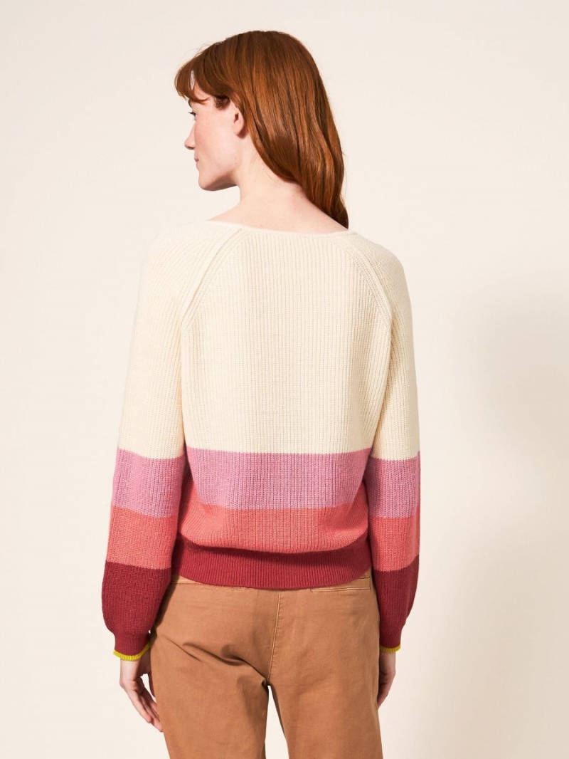 White Stuff Jennie Rib Jumper Pink Multi | 140258RUV