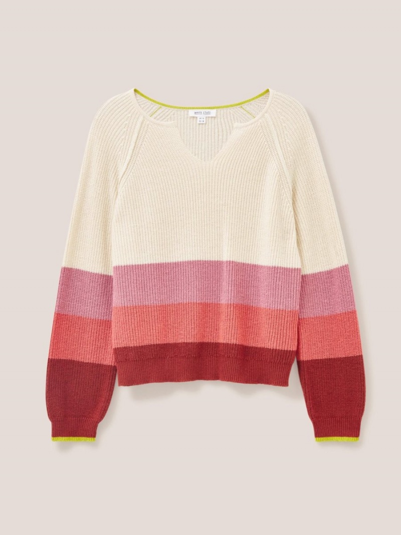 White Stuff Jennie Rib Jumper Pink Multi | 140258RUV