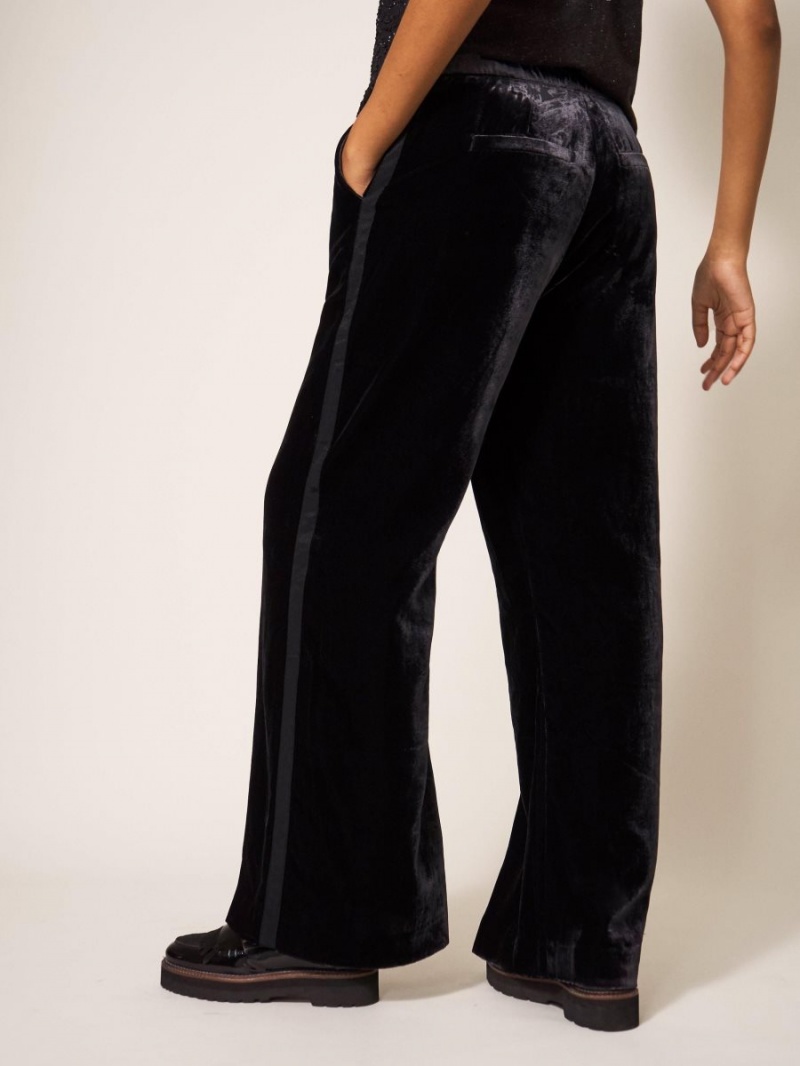 White Stuff Jenny Velvet Wide Leg Trouser Pure Black | 659873KZN