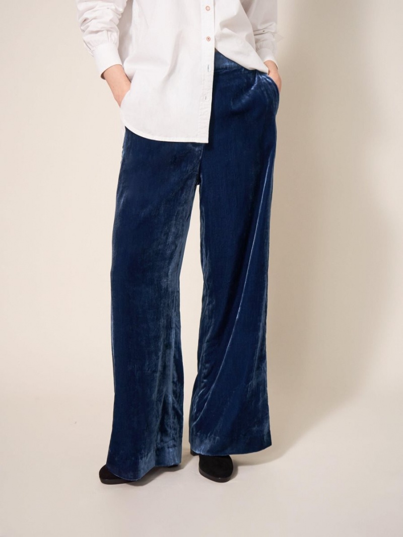 White Stuff Jenny Velvet Wide Leg Trouser Deep Blue | 725096GZJ