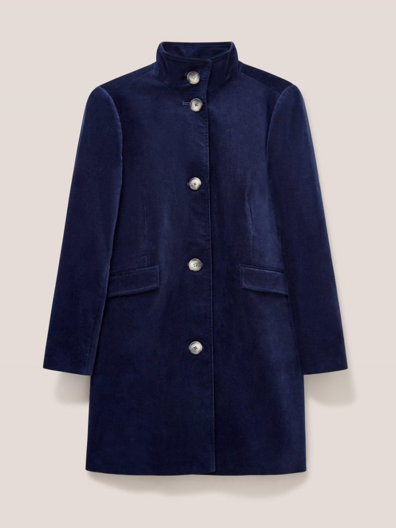 White Stuff Karla Smart Velvet Coat Dark Navy | 340561UVN