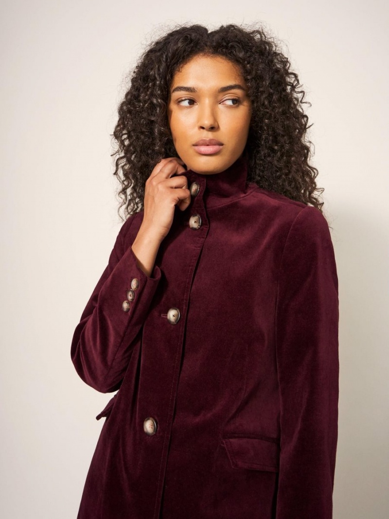 White Stuff Karla Smart Velvet Coat Dk Plum | 678952FRL