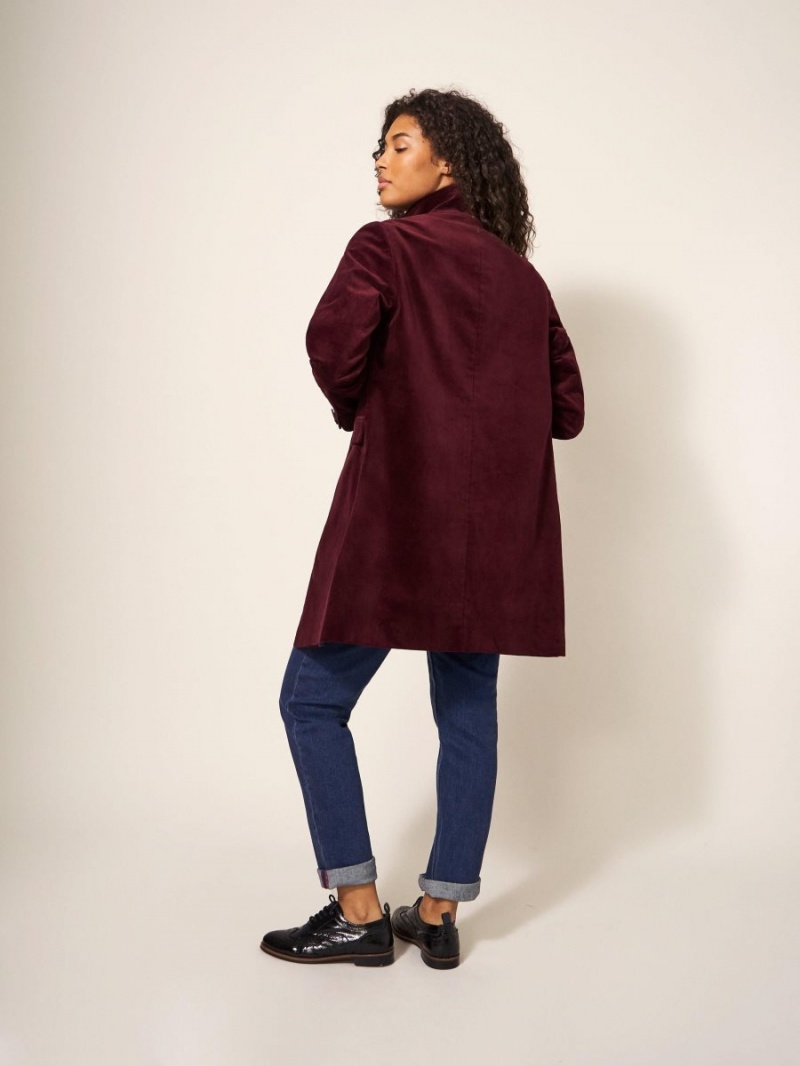 White Stuff Karla Smart Velvet Coat Dk Plum | 678952FRL