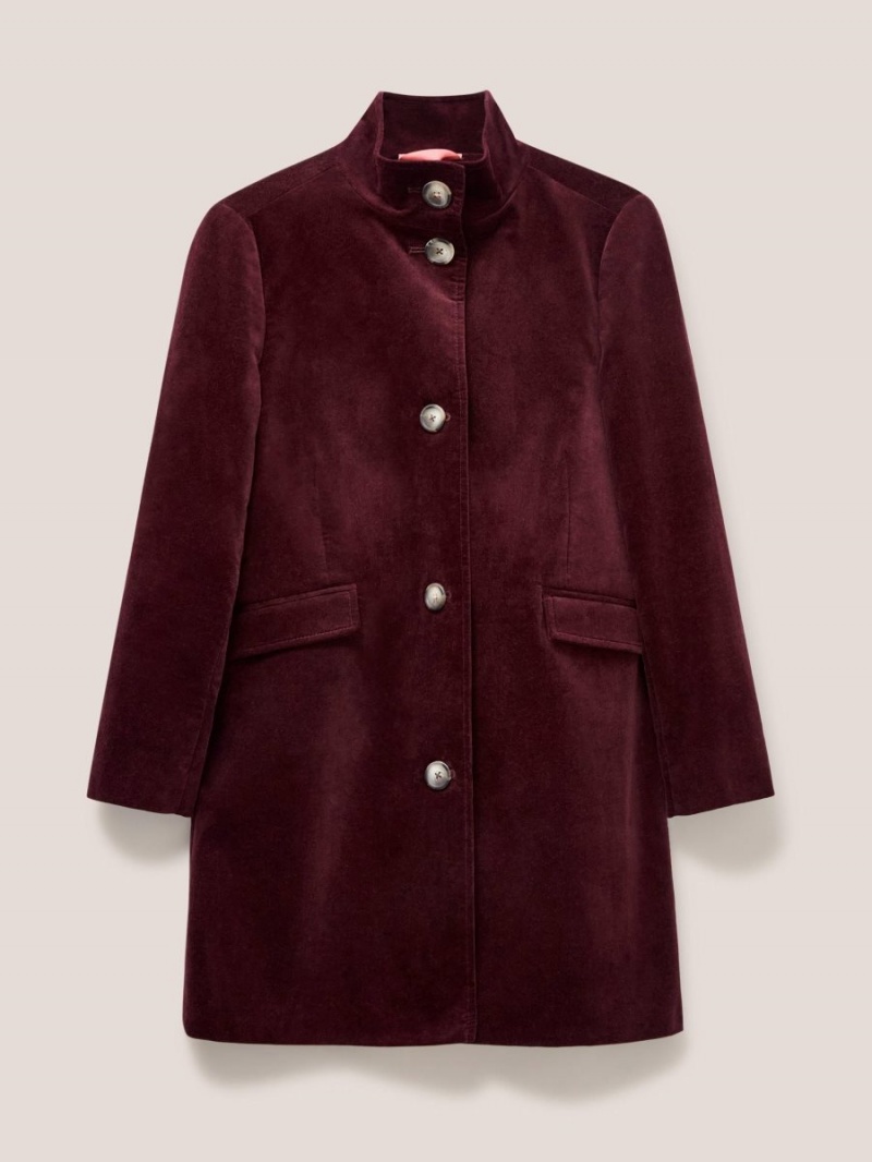 White Stuff Karla Smart Velvet Coat Dk Plum | 678952FRL