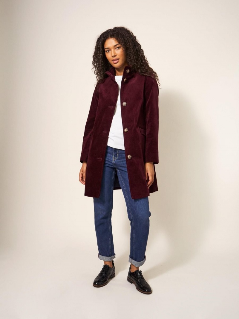 White Stuff Karla Smart Velvet Coat Dk Plum | 678952FRL