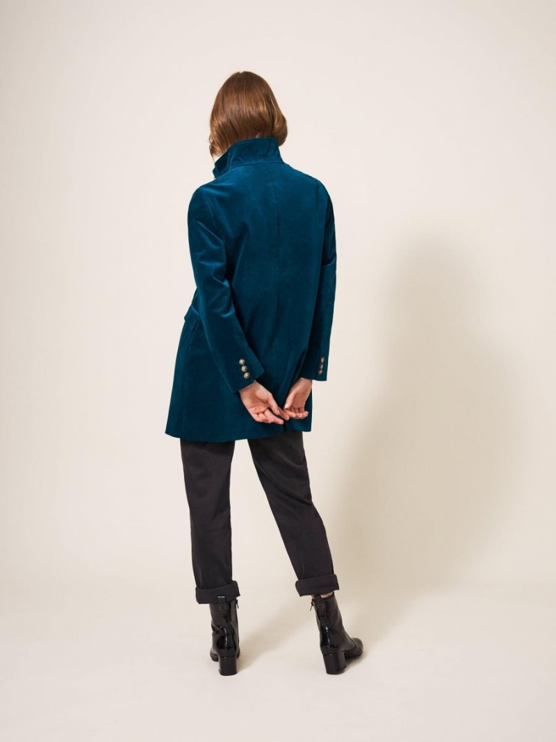 White Stuff Karla Smart Velvet Coat Dk Teal | 061287OBY