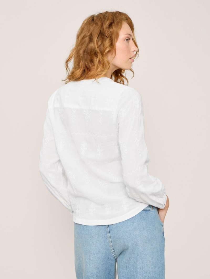 White Stuff Kate Embroidered Casual Shirt Ivory Multi | 570612CJD