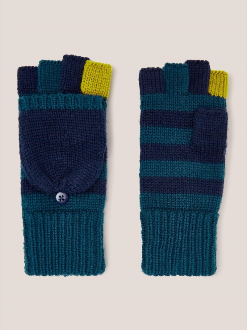 White Stuff Knitted Flip Mitt Navy Multi | 975042OGJ