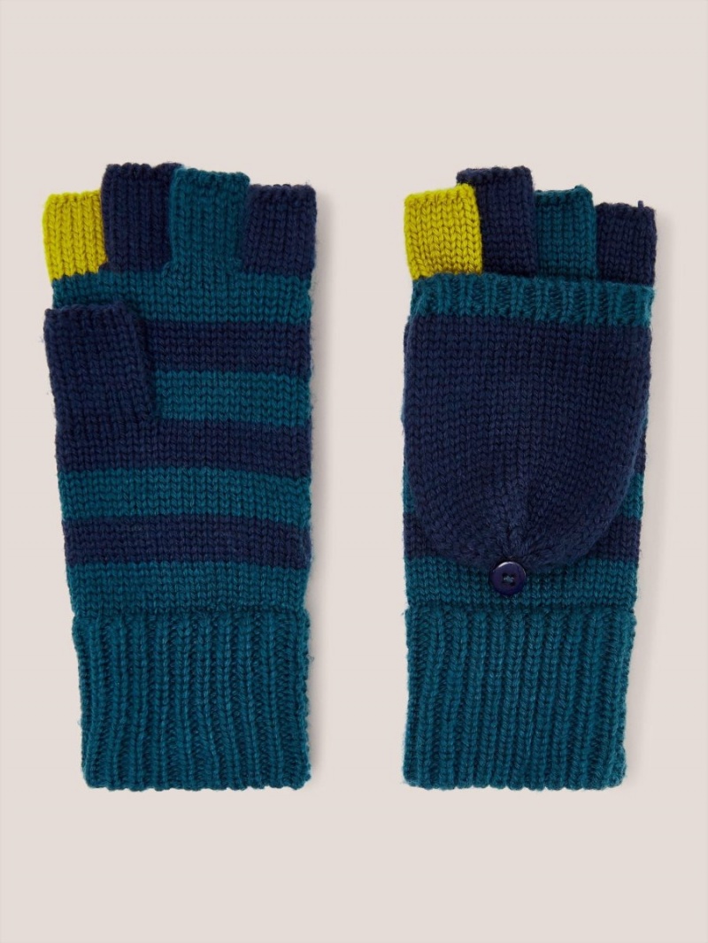 White Stuff Knitted Flip Mitt Navy Multi | 975042OGJ