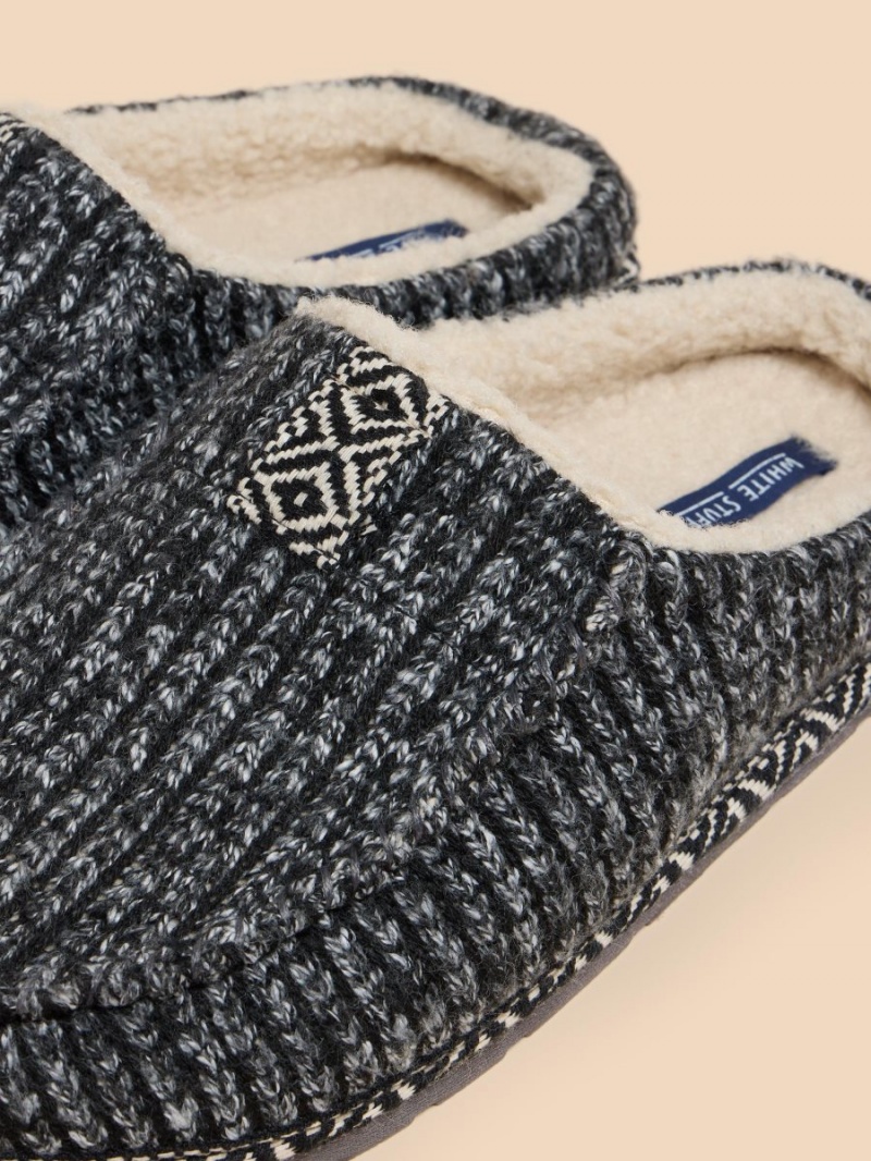 White Stuff Knitted Slip On Mule Slipper Charcoal Grey | 289643UWN