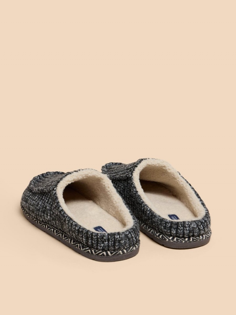 White Stuff Knitted Slip On Mule Slipper Charcoal Grey | 289643UWN