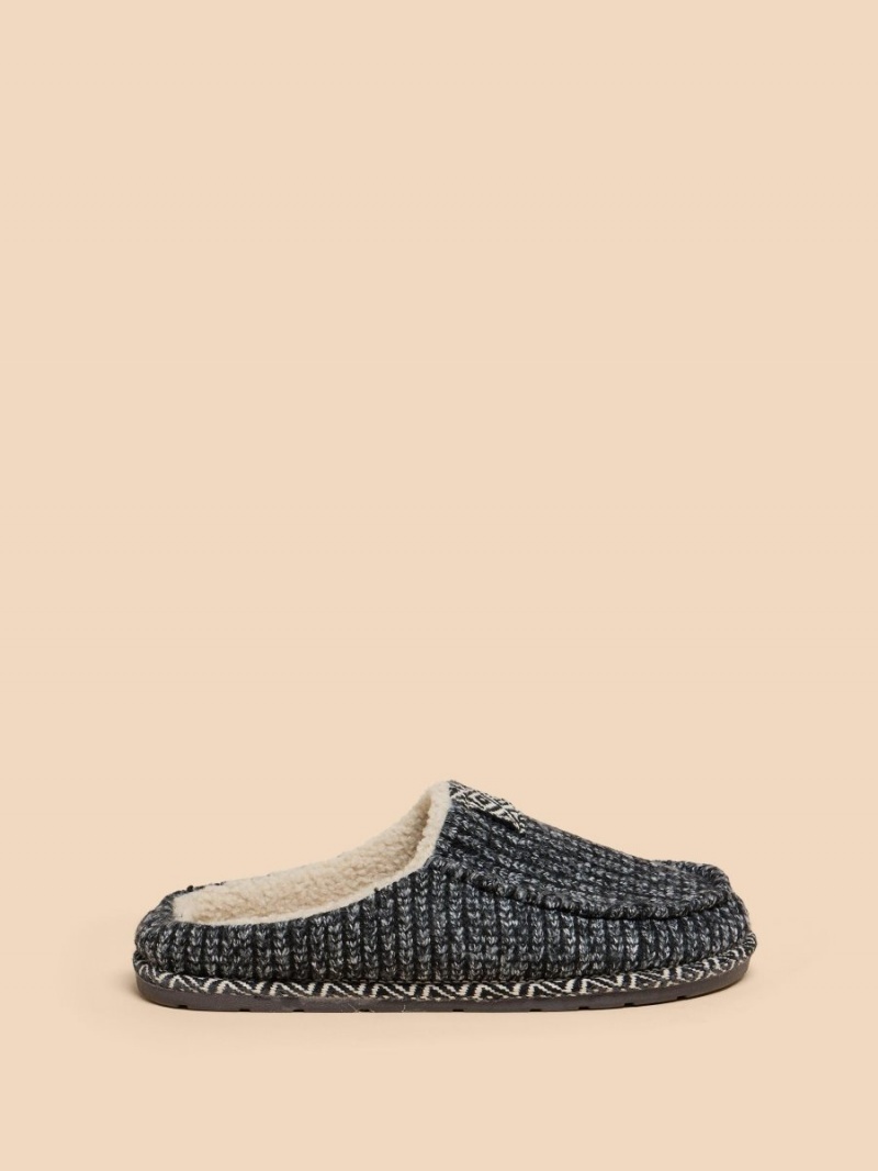 White Stuff Knitted Slip On Mule Slipper Charcoal Grey | 289643UWN