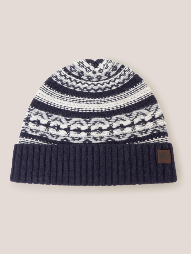 White Stuff Lambswool Fairisle Beanie Dark Navy | 798356THG