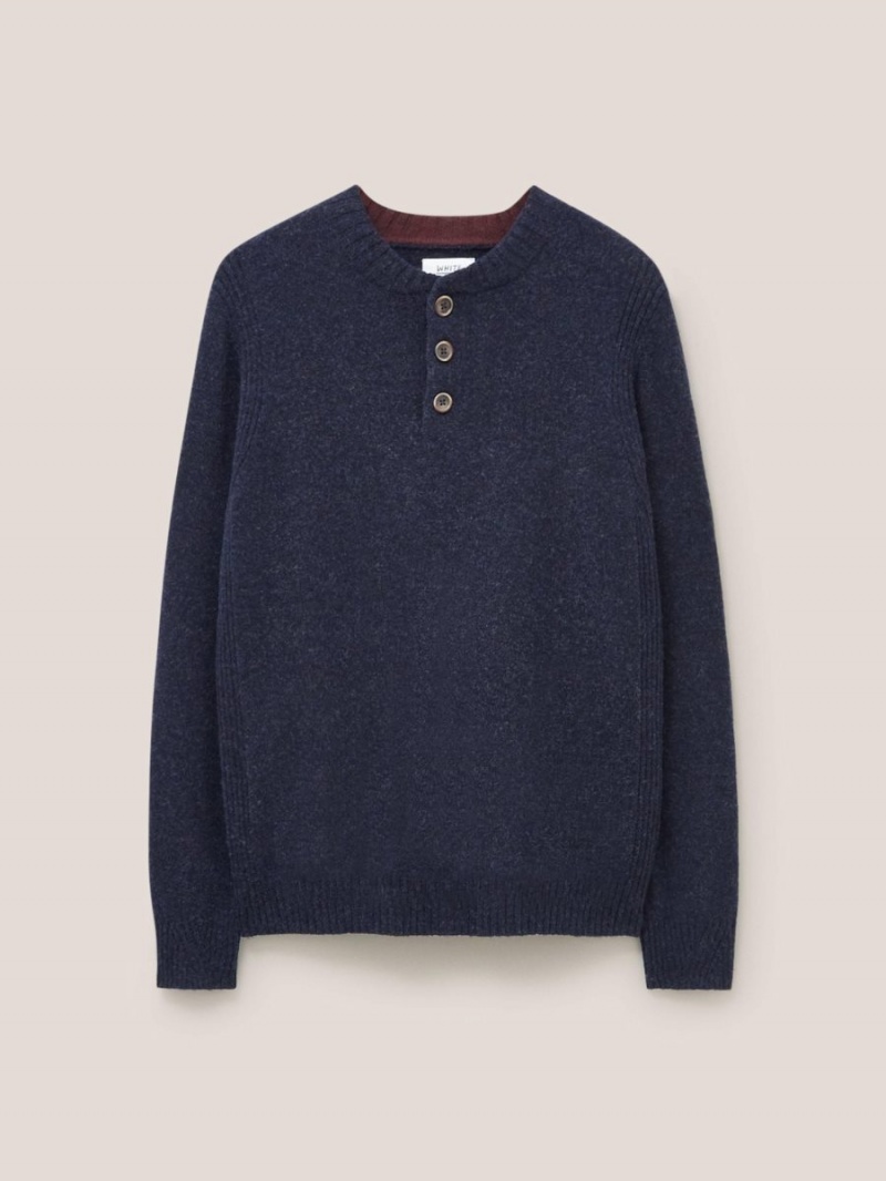 White Stuff Lambswool Henley Dark Navy | 345029XUE