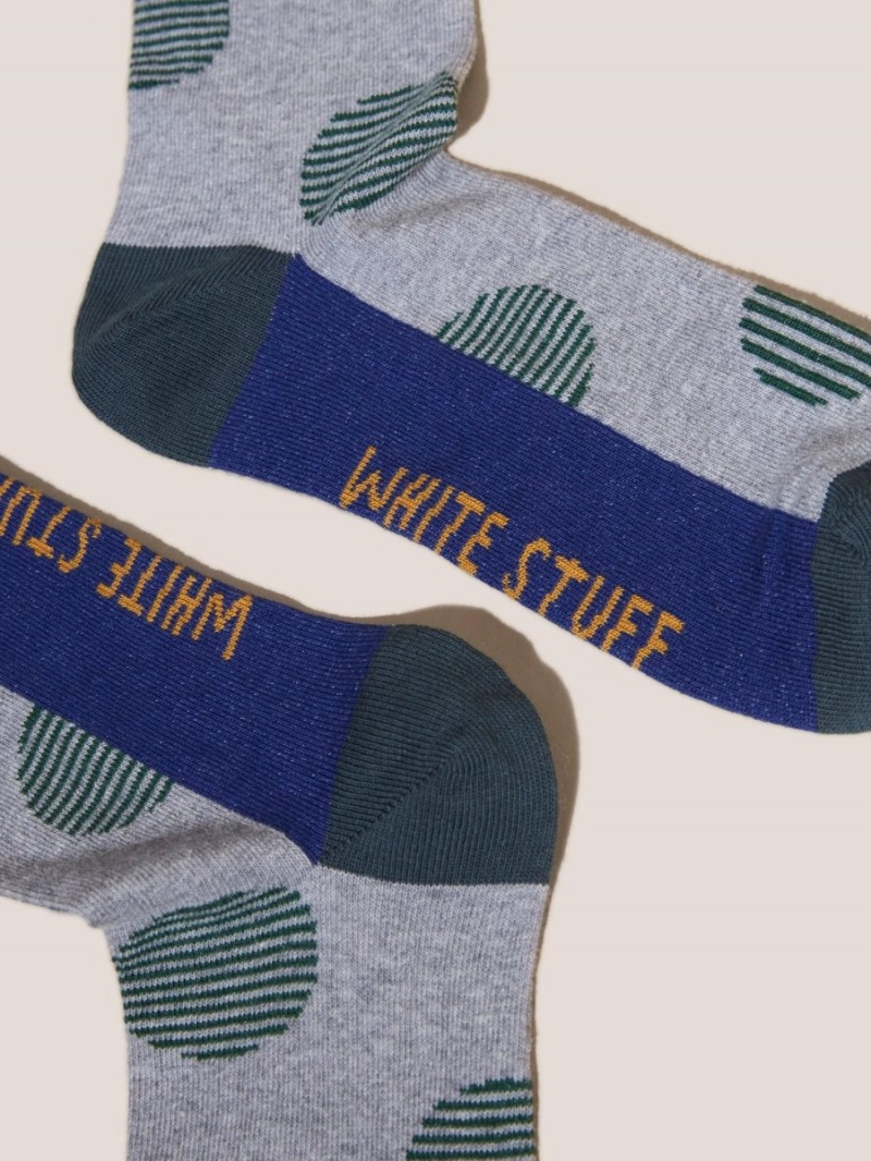 White Stuff Large Striped Spot Socks Grey Multi | 419068IPH