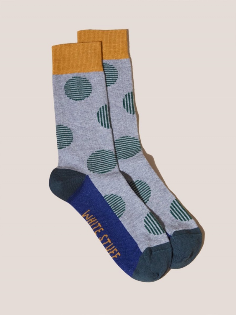 White Stuff Large Striped Spot Socks Grey Multi | 419068IPH