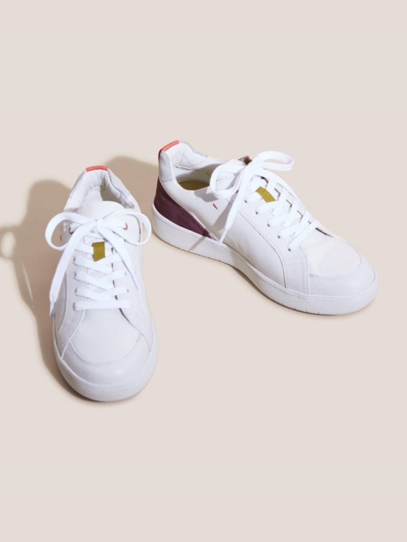 White Stuff Leather Suede Casual Trainer Brilliant White | 967381QRZ