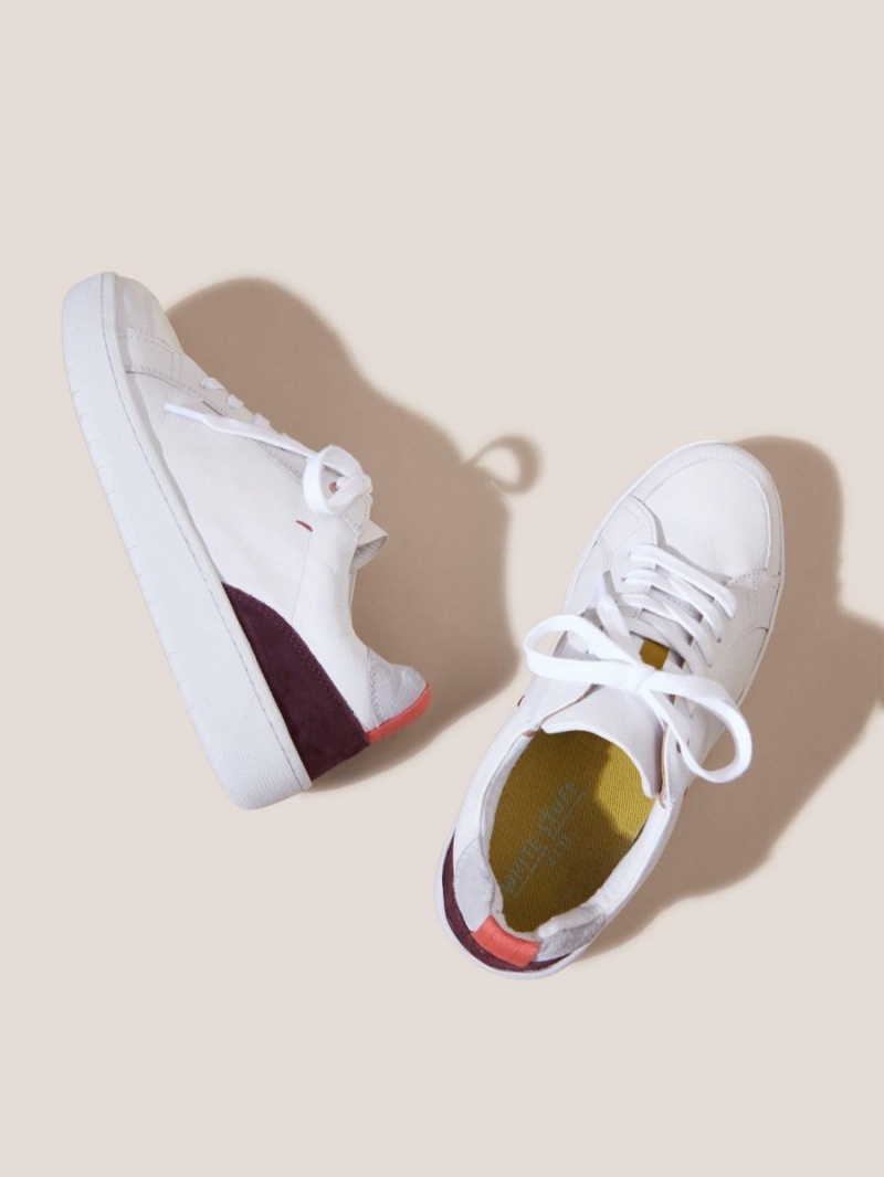 White Stuff Leather Suede Casual Trainer Brilliant White | 967381QRZ