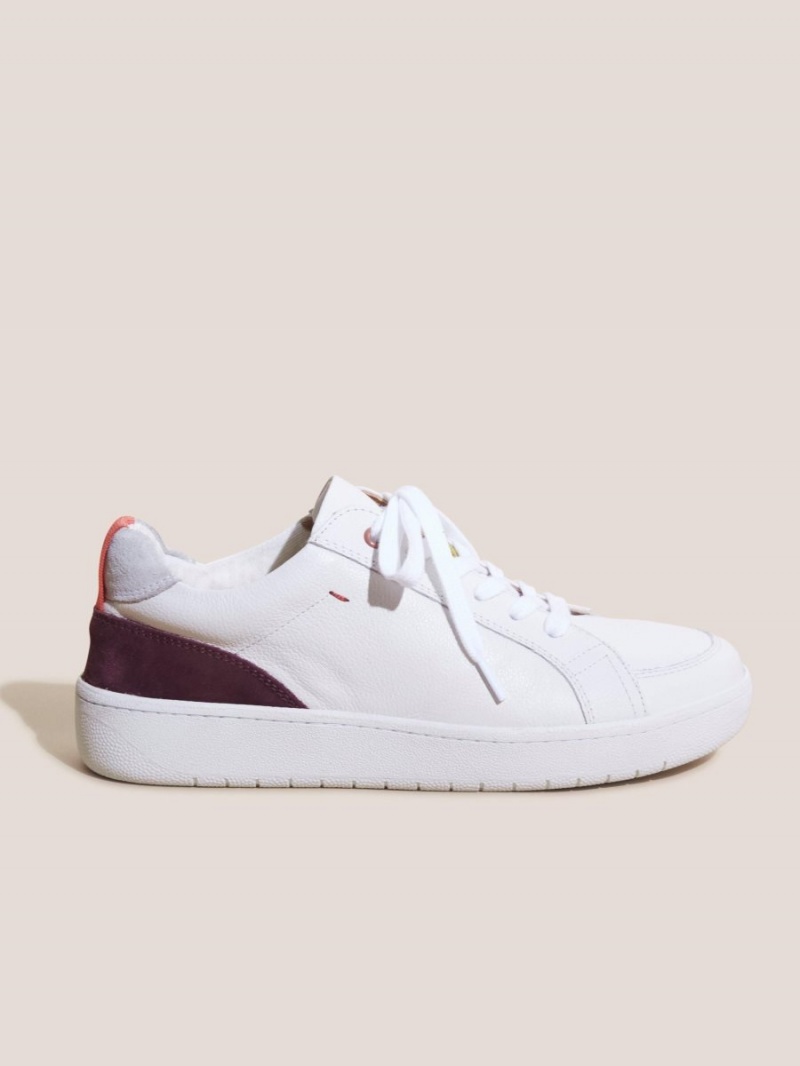 White Stuff Leather Suede Casual Trainer Brilliant White | 967381QRZ