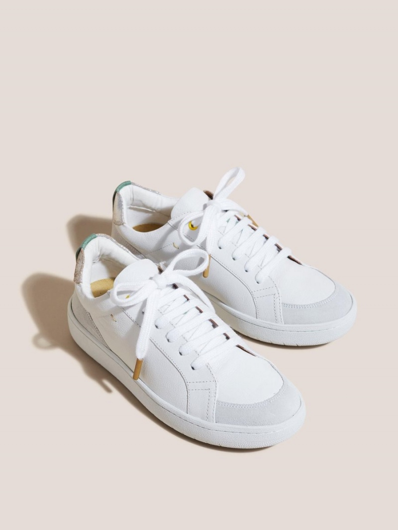 White Stuff Leather Suede Trainer White Multi | 860437UKE