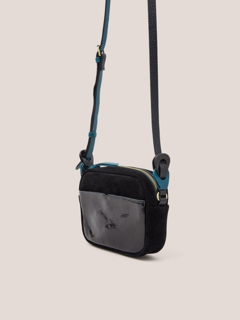 White Stuff Lexi Patent Mini Camera Bag Pure Black | 478391KGA