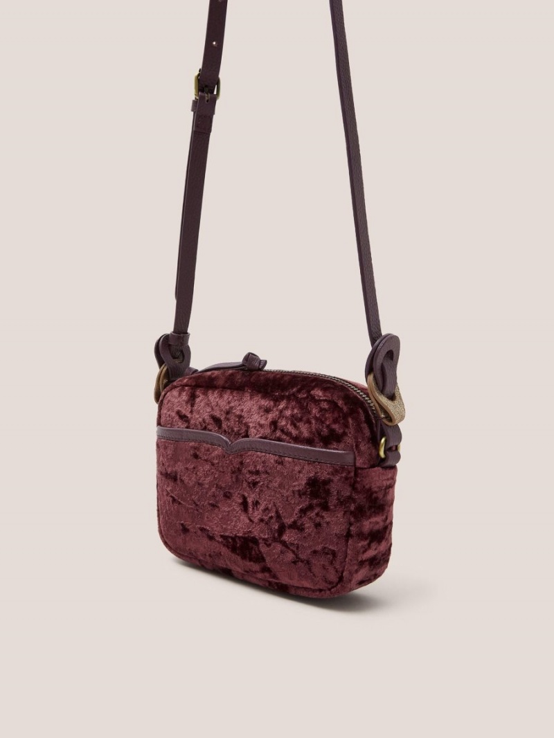 White Stuff Lexi Velvet Camera Bag Dk Plum | 143659OYV