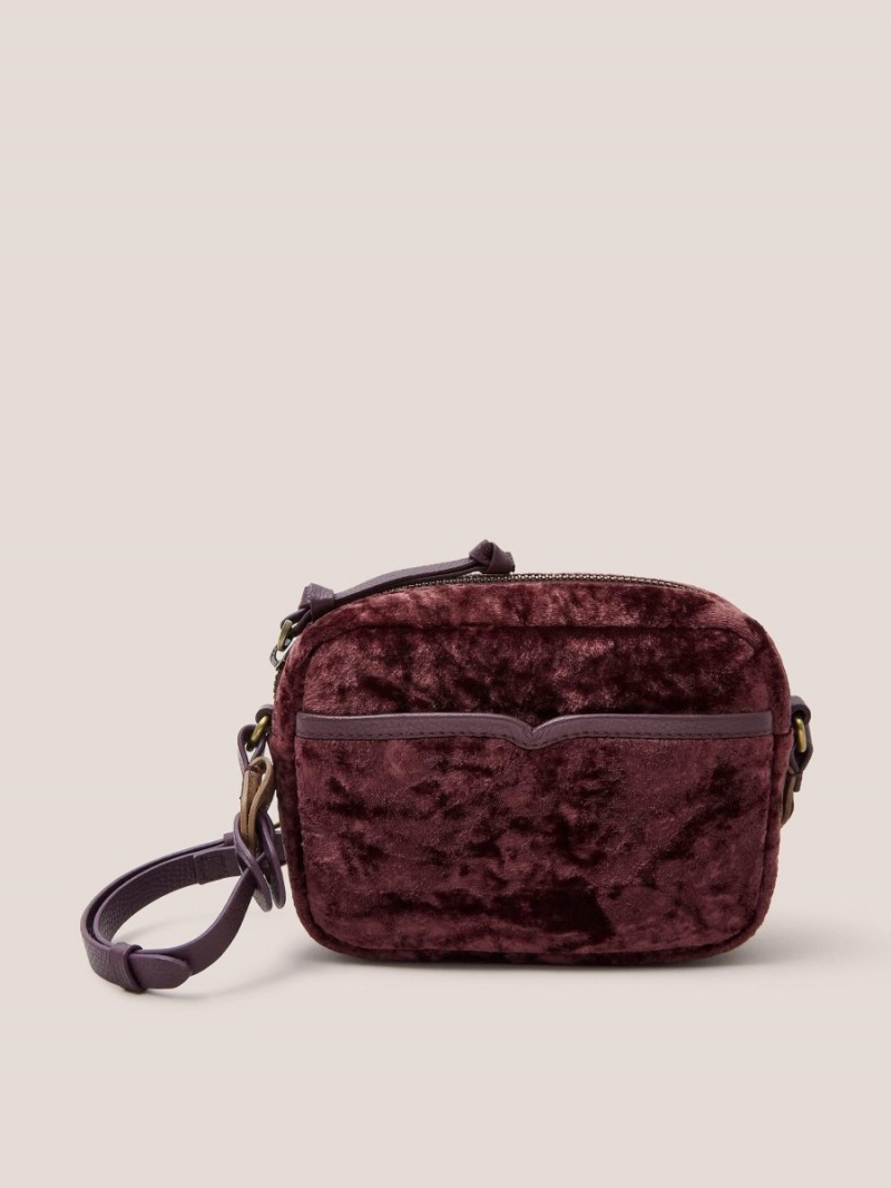 White Stuff Lexi Velvet Camera Bag Dk Plum | 143659OYV