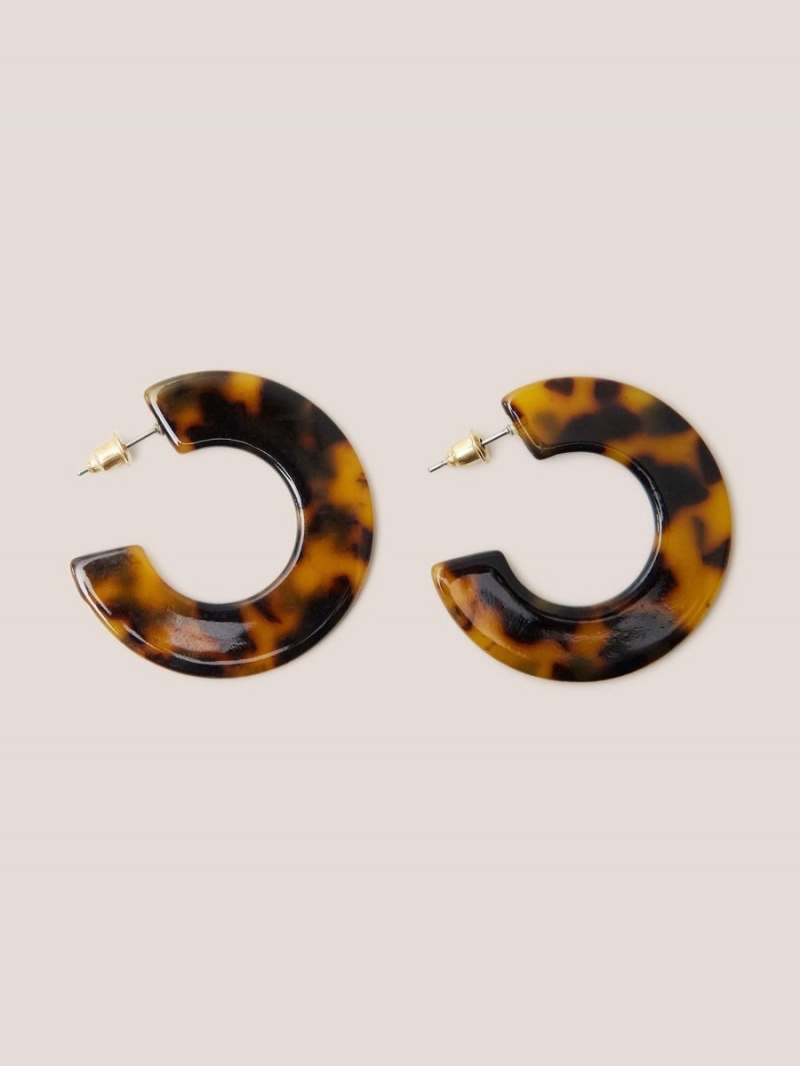 White Stuff Lili Resin Hoop Earring Mid Brown | 853120DSA