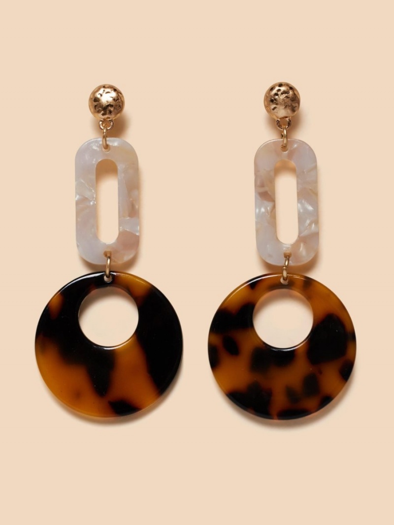 White Stuff Lilias Resin Drop Earring Brown Multi | 269378MJN