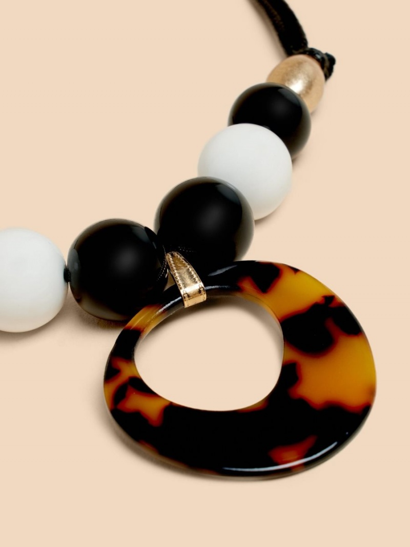 White Stuff Lilium Suede Bead Necklace Black Multi | 802619NHV