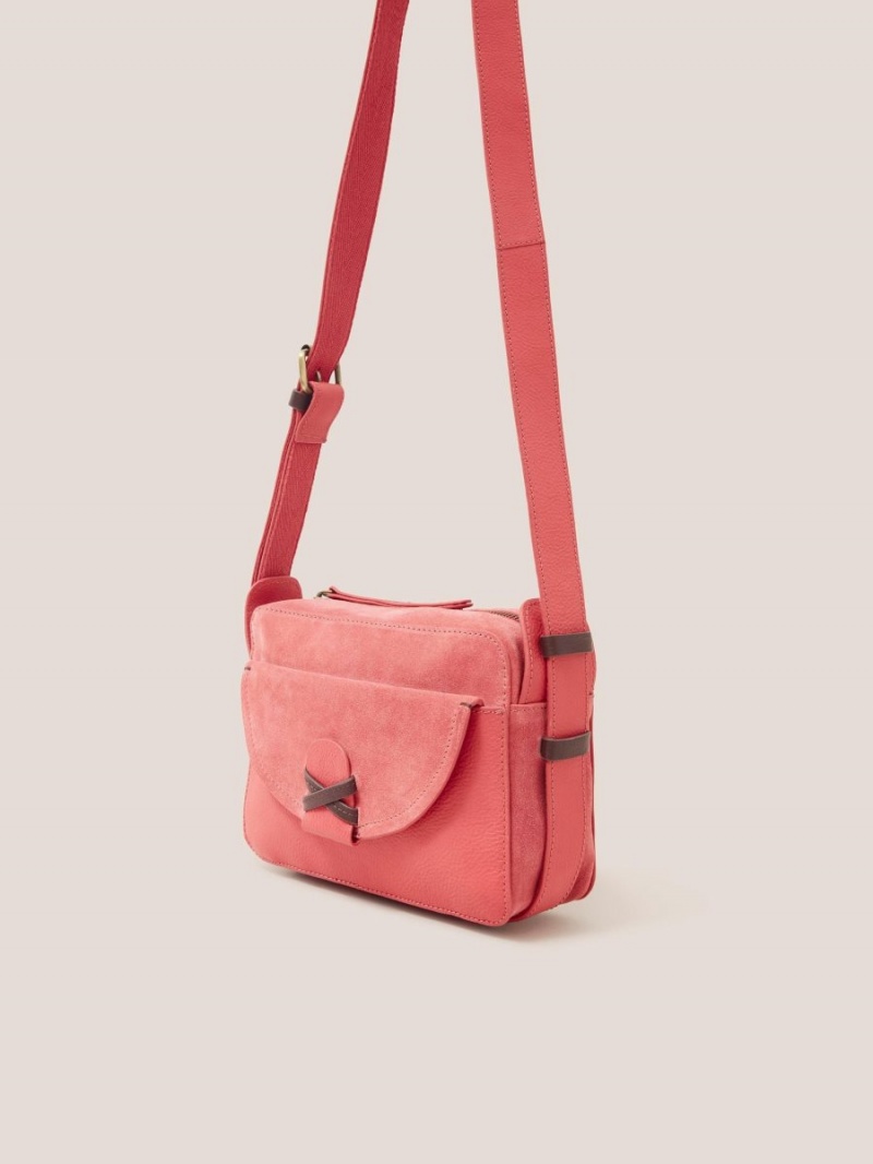 White Stuff Lola Leather Camera Bag Mid Pink | 637485AJO