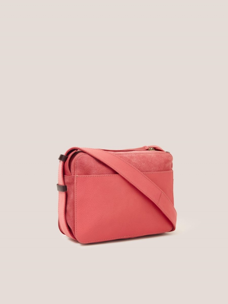 White Stuff Lola Leather Camera Bag Mid Pink | 637485AJO