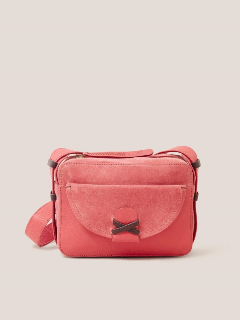 White Stuff Lola Leather Camera Bag Mid Pink | 637485AJO