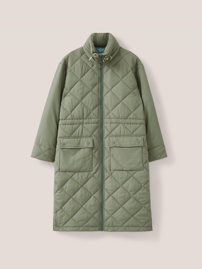 White Stuff Lorena Quilted Coat Mid Green | 031859TYV