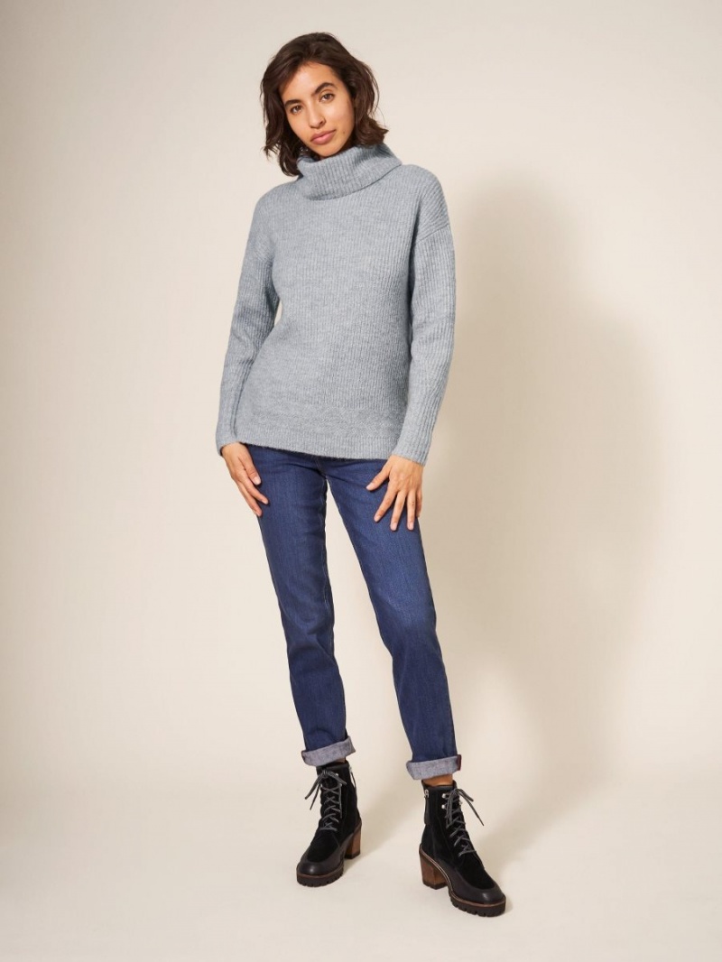 White Stuff Lovely Rib Jumper Light Grey | 216307ZEK