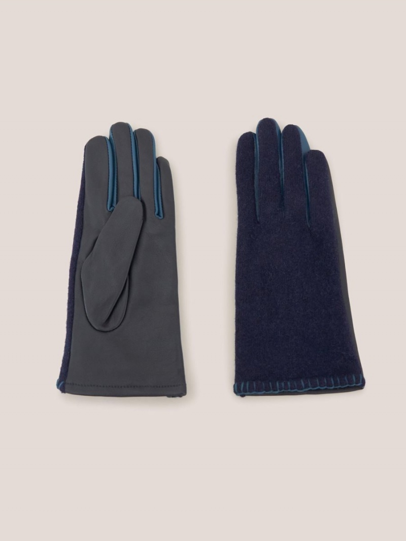 White Stuff Lucie Leather Glove Dark Navy | 965083UBQ