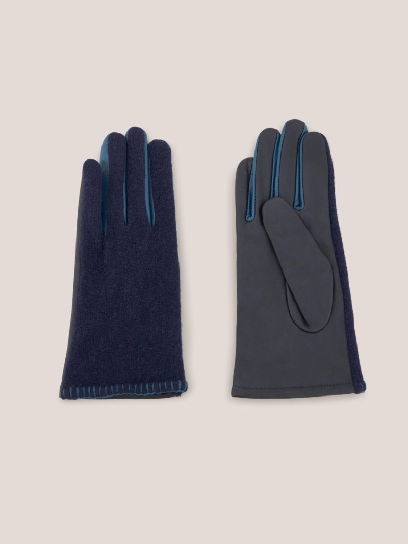 White Stuff Lucie Leather Glove Dark Navy | 965083UBQ