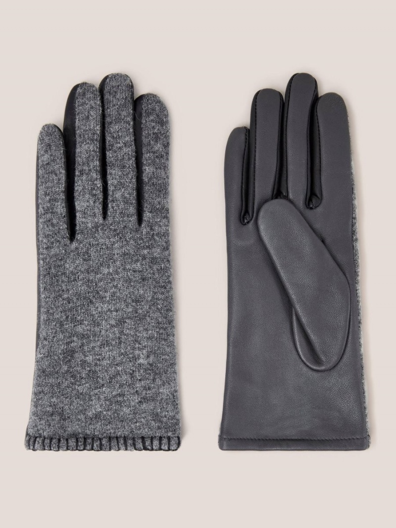 White Stuff Lucie Leather Glove Mid Grey | 384702HZY