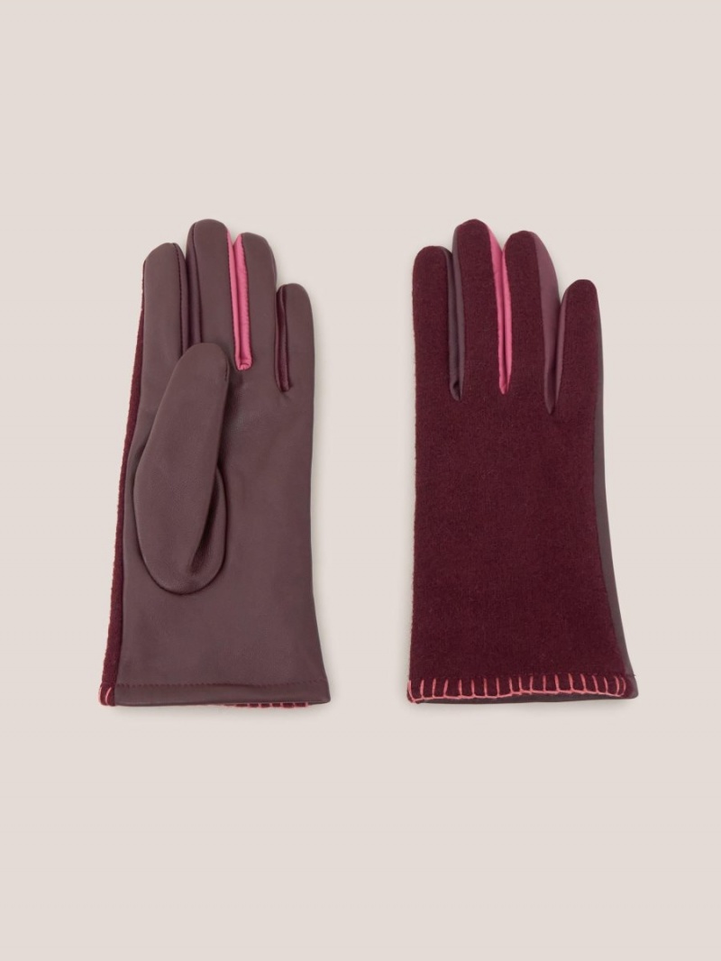 White Stuff Lucie Leather Glove Plum Multi | 069572VFD