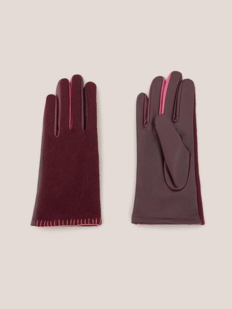 White Stuff Lucie Leather Glove Plum Multi | 069572VFD