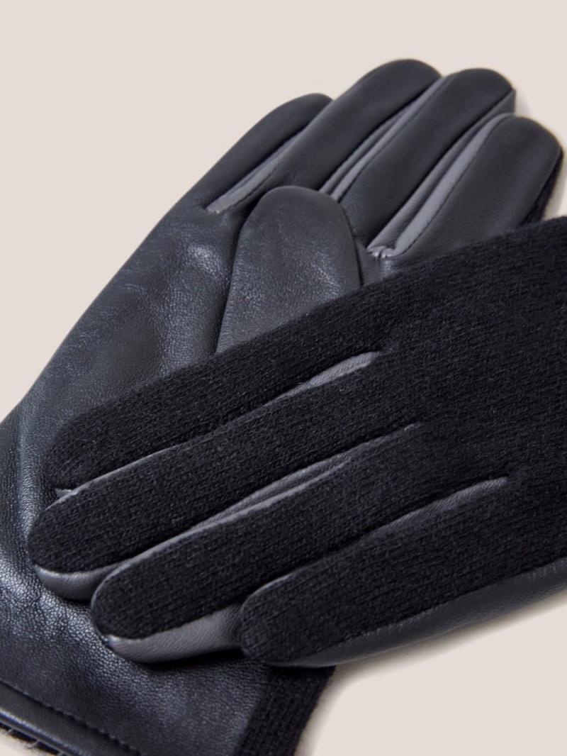 White Stuff Lucie Leather Glove Pure Black | 163520ERL