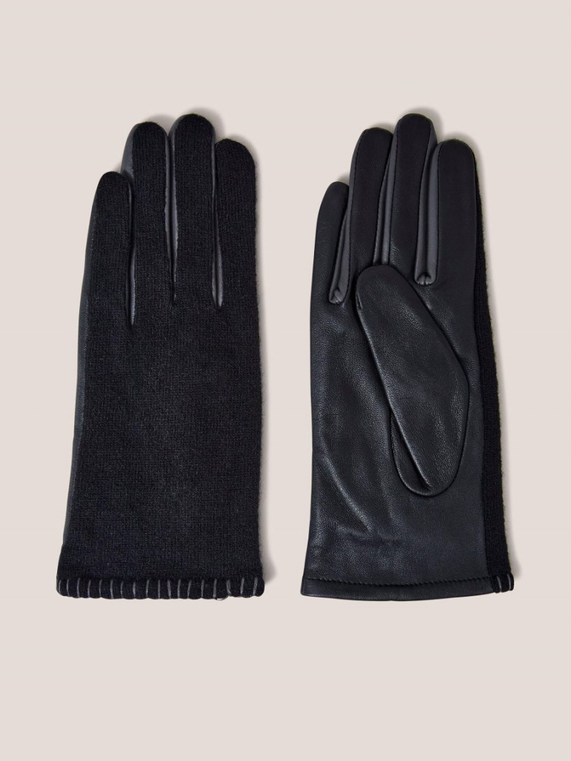 White Stuff Lucie Leather Glove Pure Black | 163520ERL