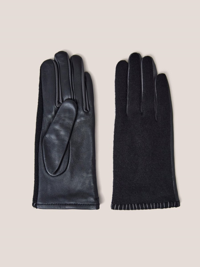 White Stuff Lucie Leather Glove Pure Black | 163520ERL