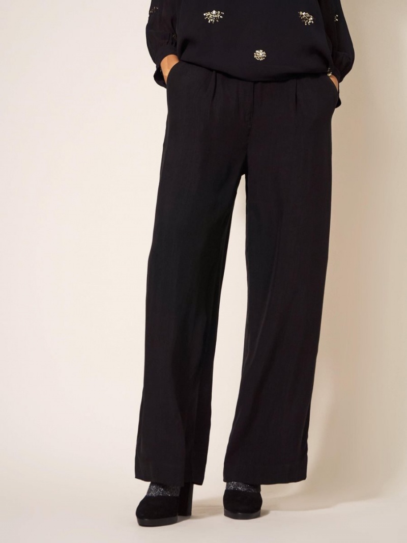 White Stuff Lucinda Crepe Wide Leg Trouser Pure Black | 285467NJK