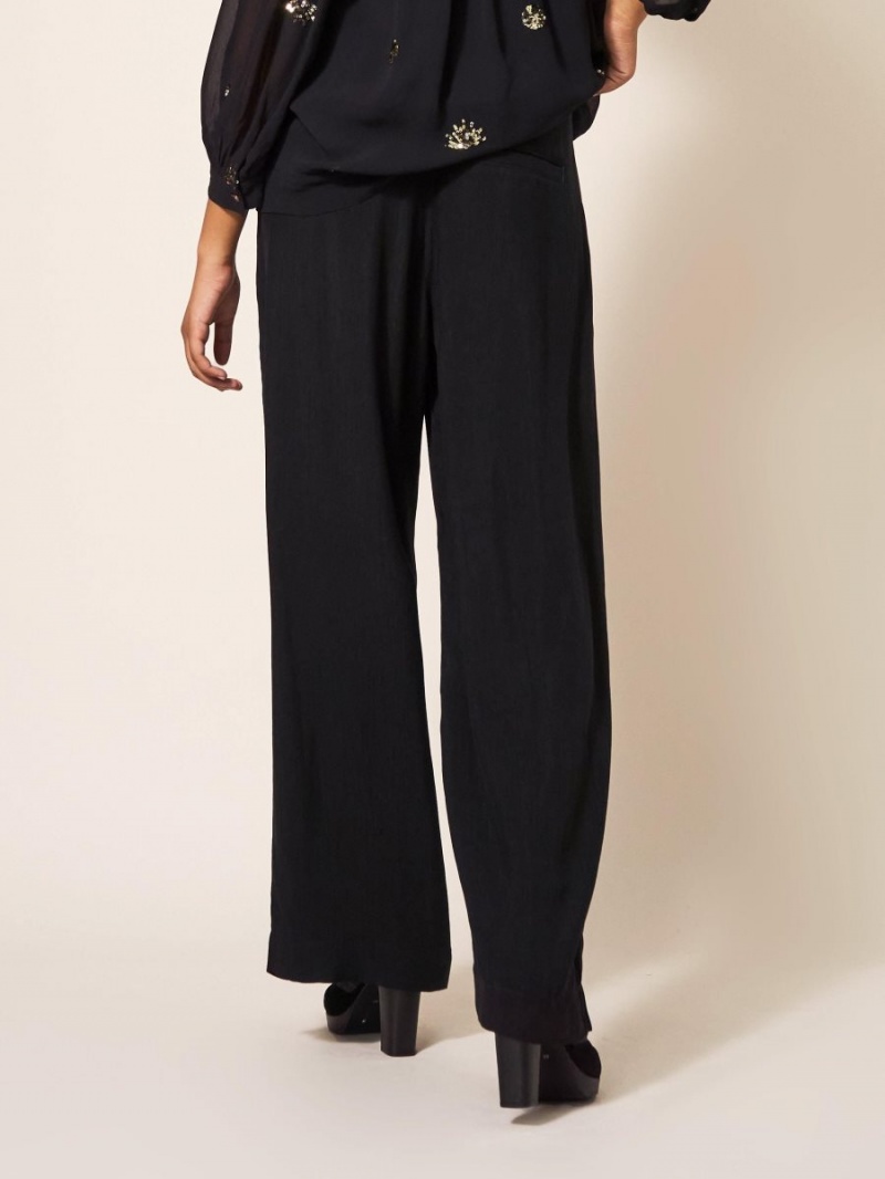 White Stuff Lucinda Crepe Wide Leg Trouser Pure Black | 285467NJK