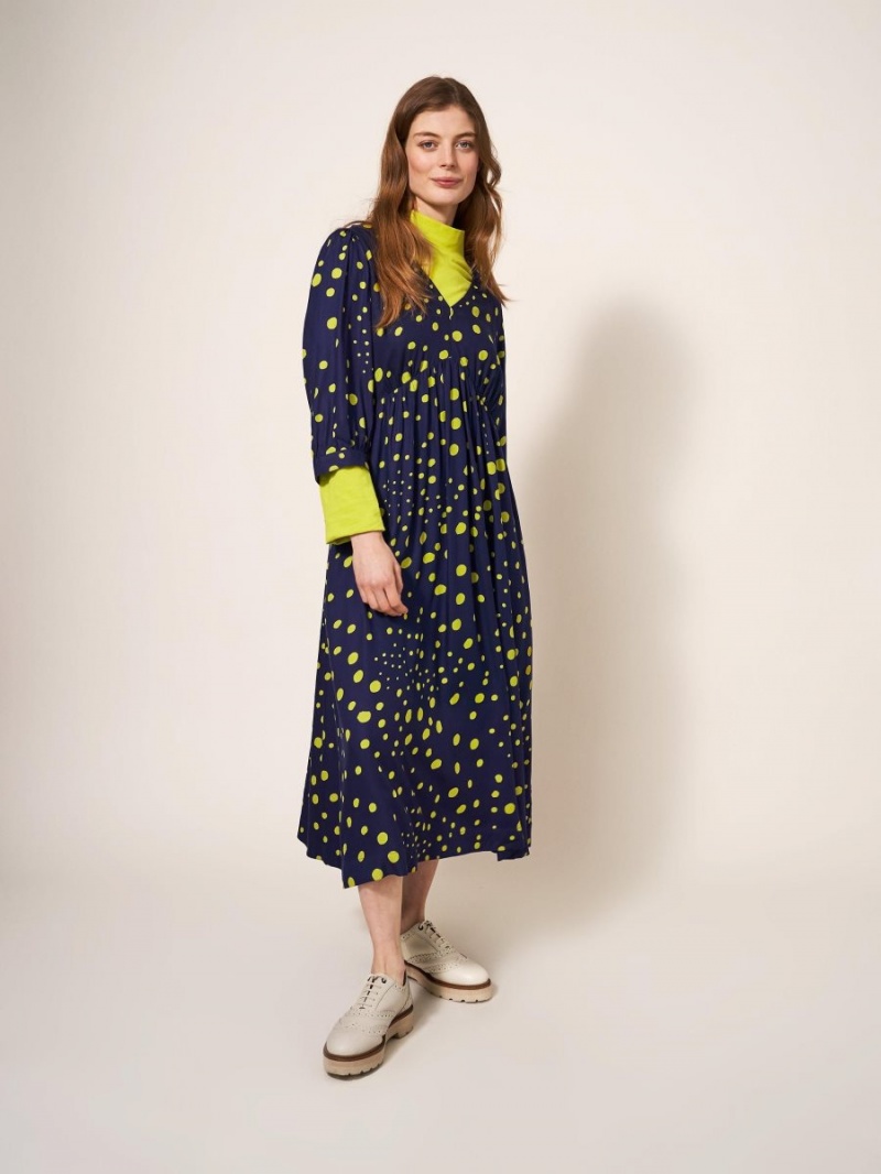 White Stuff Lucy Eco Vero Midi Dress Navy Multi | 248013VSE