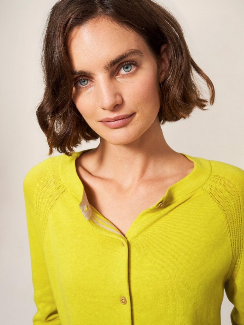 White Stuff Lulu Crew Neck Cardigan Light Chartreuse | 243780XDM