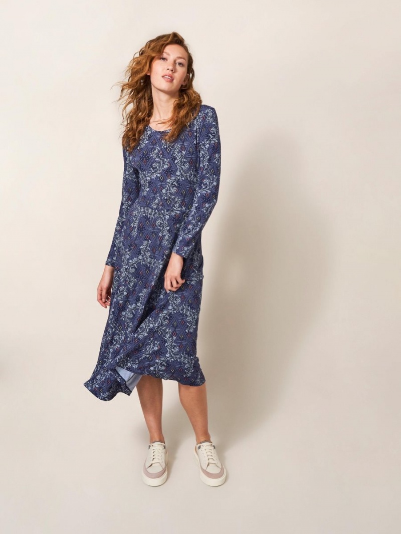 White Stuff Madeline Jersey Dress Blue Multi | 280675NUJ