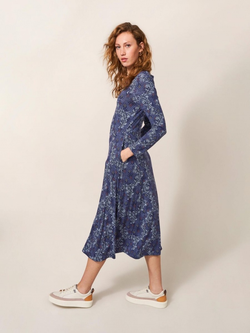 White Stuff Madeline Jersey Dress Blue Multi | 280675NUJ