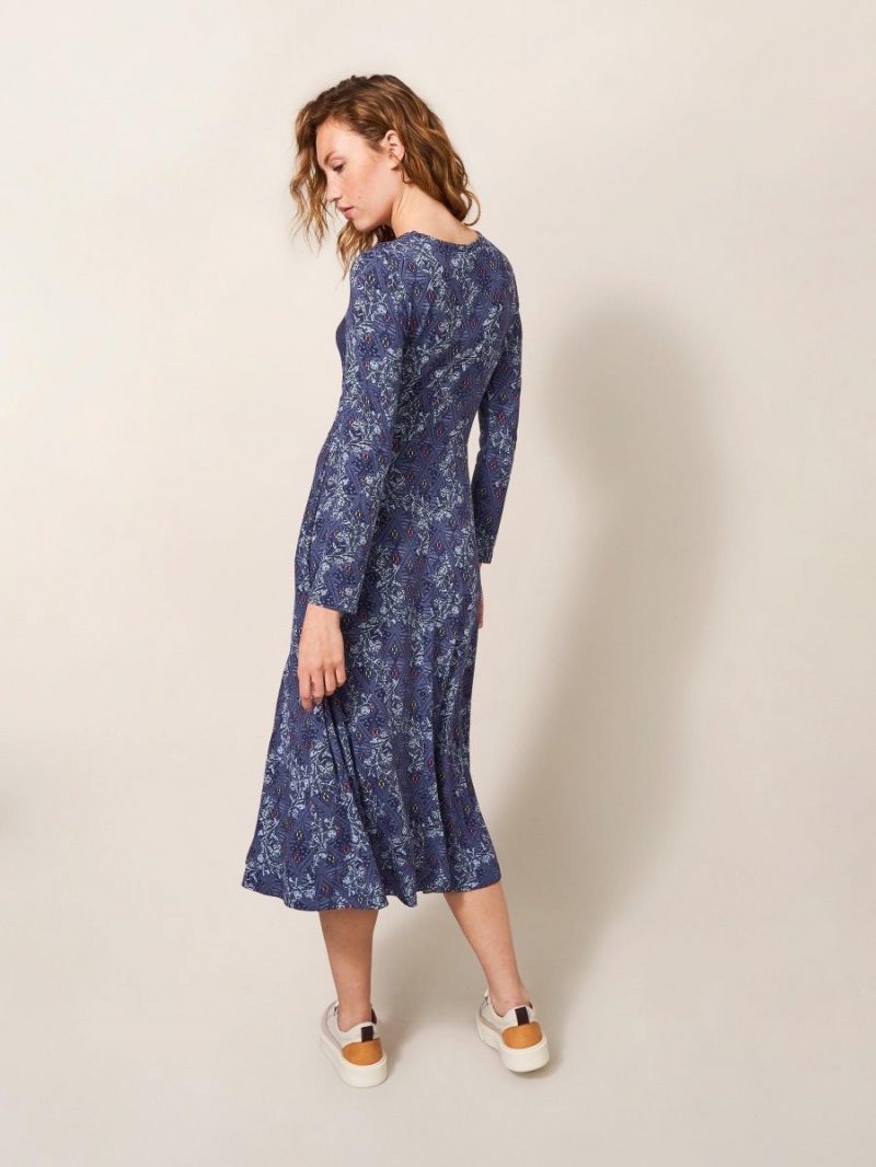 White Stuff Madeline Jersey Dress Blue Multi | 280675NUJ